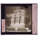 Civilisation égyptienne : tombeaux, mœurs. Musée du Caire. Ramsès II entre Isis et Hathor.