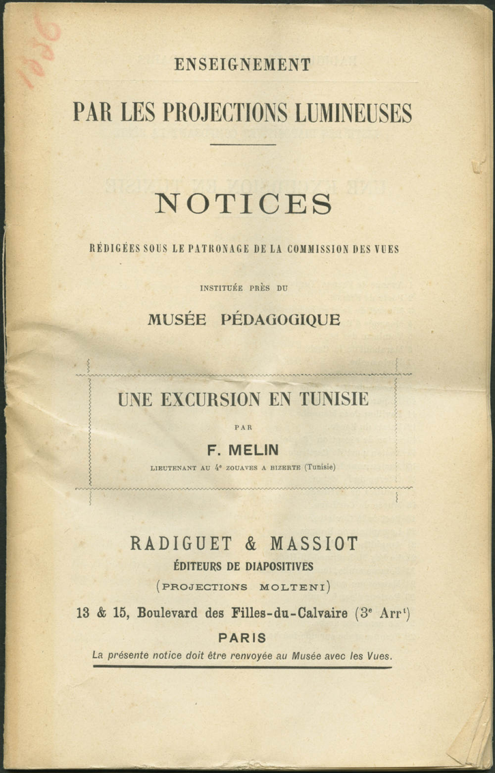 Une Excursion en Tunisie. Notices sur les vues. 