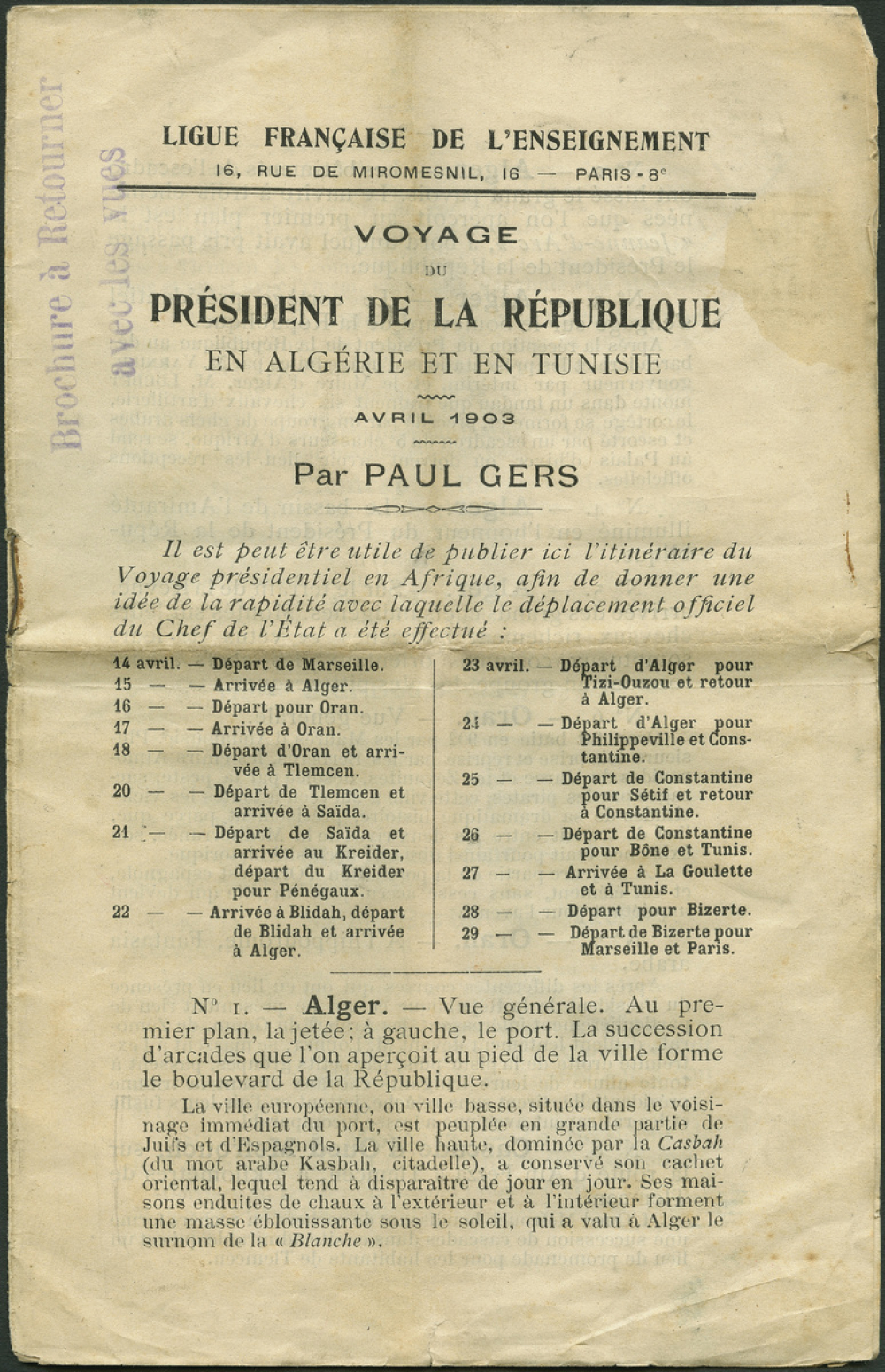 Voyage du président de la République. Notices sur les vues.