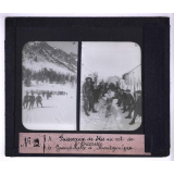 Le Ski. a - Faisceaux de skis au col de l'Orcerette, b - Grand'halte à Montgenèvre.