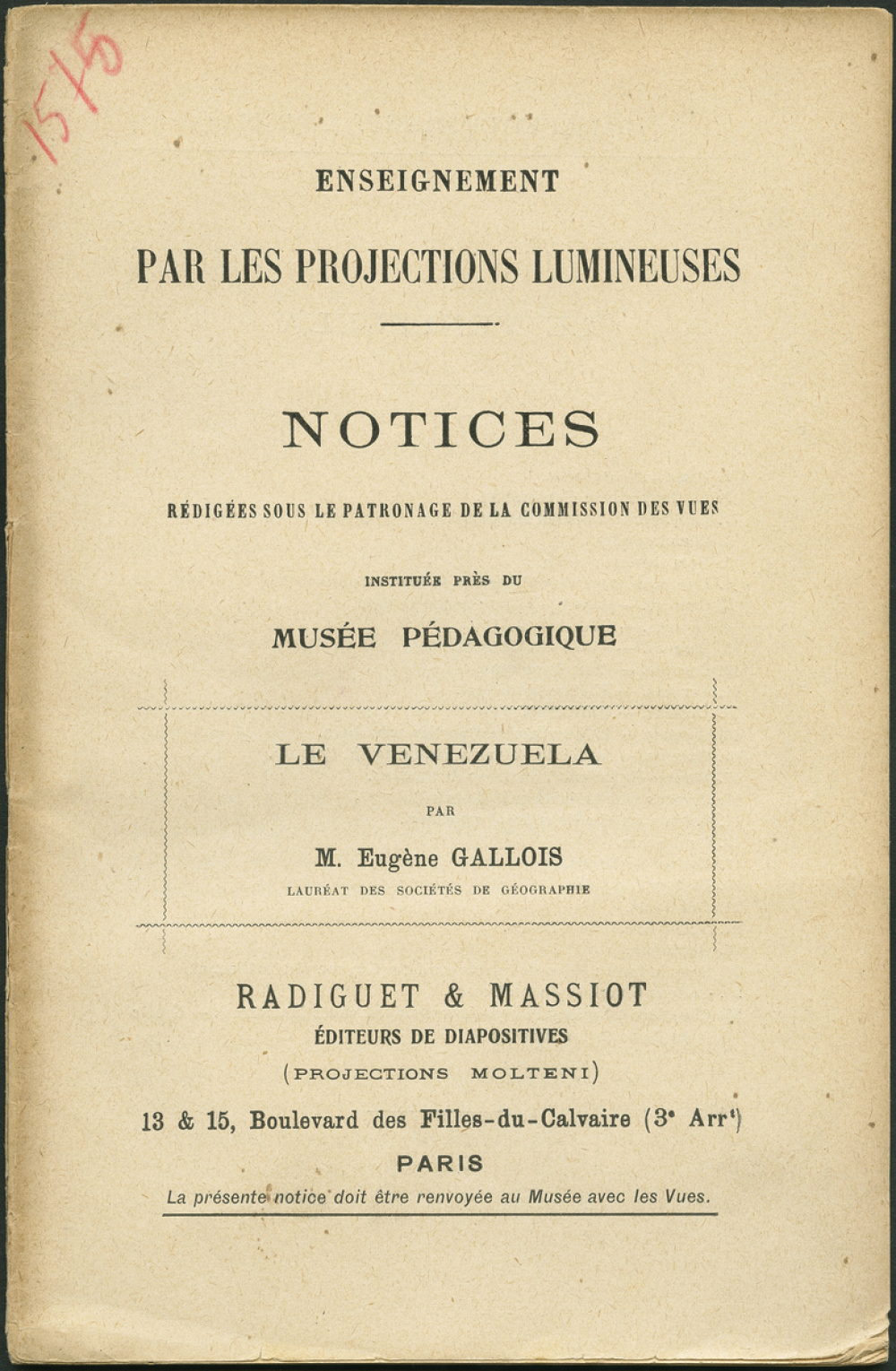 Le Venezuela. Notices sur les vues.