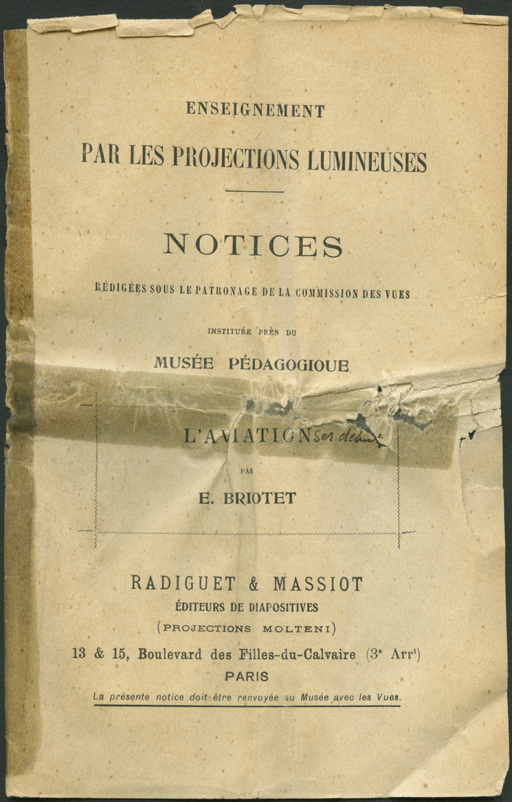 L'Aviation. Notices sur les vues.