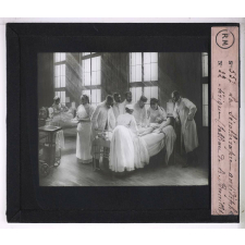 Prophylaxie des maladies contagieuses. 1ère série. Transmises par les déjections, les matières fécales, l'eau souillée; les sécrétions respiratoire. La sérothérapie antidiphtérique (tableau de A. Brouillet).
