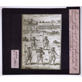 Costumes militaires des 17e et 18e siècles. Sous-officiers d'infanterie armés de hallebardes de divers modèles.