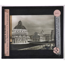 Art Italien. Époque Romane. Pise. Le Dôme, le Baptistère et la Tour penchée.