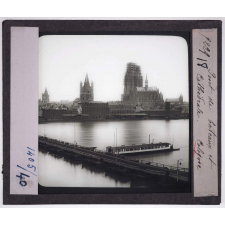 Les Bords du Rhin. Pont de bateaux et Cathédrale, Cologne.