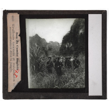 Tonkin. Tirailleurs tonkinois et légionnaires en reconnaissance dans la jungle.
