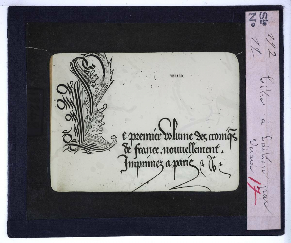 Origines de l'imprimerie en France. Titre d'édition par Vérard.