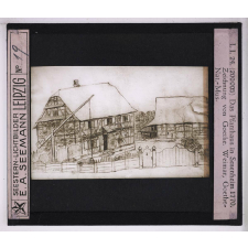 Goethe (I). Das Pfarrhaus in Sesenheim 1770. Zeichnung von Goethe. Weimar, Goethe-Nat.-Mus.