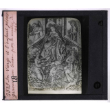 Histoire de la gravure. La Vierge et l'enfant Jésus. Gravure au burin par le maître de 1466.