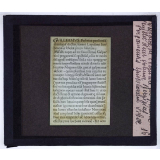 Histoire de l'écriture en France. Feuillet d'un volume Berzizius Pergamensis Epistolarum Liber.