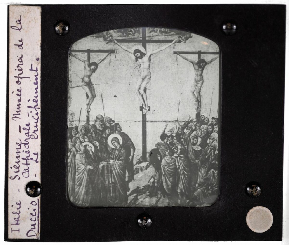 Sienne. Italie. Musée Opera della Cathédrale. Duccio. Le Crucifiement.