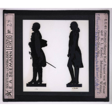 Goethe (I). Herzog Karl August von Weimar und K.L. Knebel. Schattenrisse. Weimar, Goethe-Nat.-Mus. Silhouettes du Duc Charles Auguste de Weimar et de K.L. Knebel.