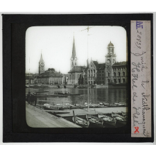 Suisse, les villes. Zurich : Le Stadthausquai. Hôtel de Ville.