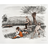 Tableaux de langage. Série IM 2 - n° 29a : la partie de pêche. n° 30a : Départ pour le nique-nique. 