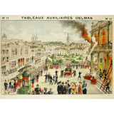 Tableaux auxiliaires Delmas pour l'enseignement pratique des langues vivantes par l'image. Série III : N°11- La Ville et ses Monuments (Un Incendie). 