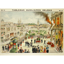 Tableaux auxiliaires Delmas pour l'enseignement pratique des langues vivantes par l'image. Série III : N°11- La Ville et ses Monuments (Un Incendie). 