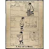Tableaux muraux. Pour faire parler nos petits. 32 scènes familières en images sans paroles. Première série. 5- Paul aide sa maman. 6- Les étrennes de Jane. 
