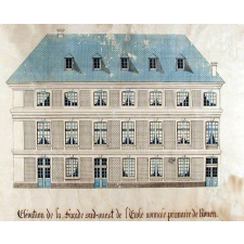 Elevation de la façade sud-ouest de l'Ecole normale primaire de Rouen.