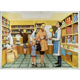 Tableau d'élocution : 13-l'épicerie. 14-au marché.