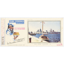Buvard publicitaire. Vue du port de Toulon. Flan Lyonnais Entremets. Série A N°6.