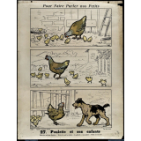 Tableaux muraux. Pour faire parler nos petits. 32 scènes familières en images sans paroles. IIème Série. 27- Poulette et ses enfants. 28- Les résultats de la dispute.