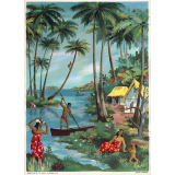 Tableau mural. Images de la vie. 27. En Océanie (Une île) (Série n°7).