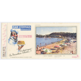 Buvard publicitaire. La plage de Cavalaire. Flan Lyonnais Entremets. Série A N°2. 