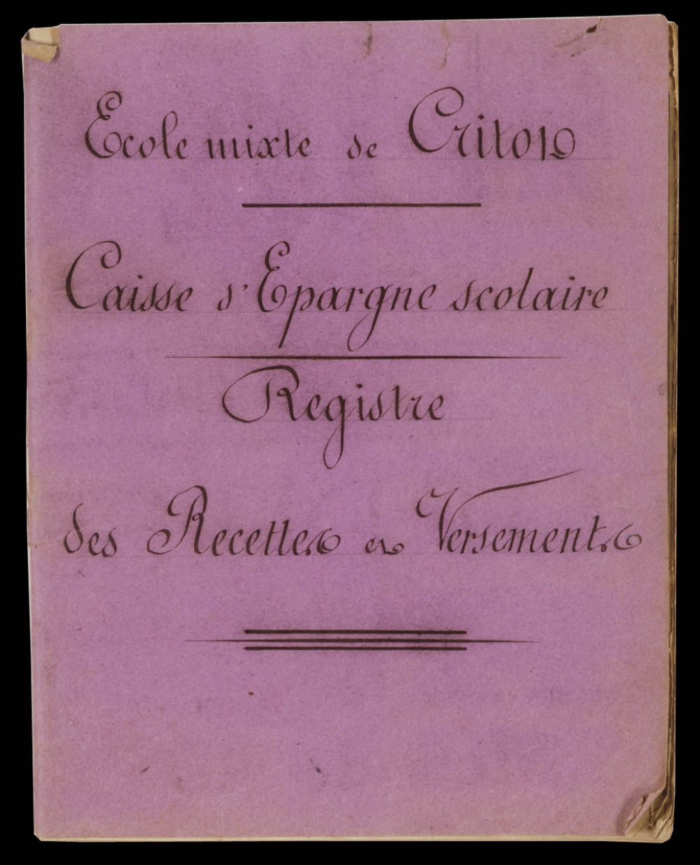 Registre de Caisse d'Épargne scolaire. 