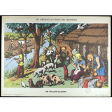 Tableaux muraux. N°2- Un village gaulois. N°6- Les normands viennent de piller une ville.