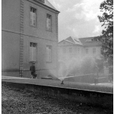 Lycée de Coutances : les façades des bâtiments. 