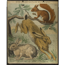 Tableaux muraux. 114- Le Lièvre, le lapin et l'écureuil.
