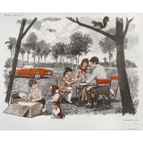 Tableaux de langage. Série IM 2 - n° 29b : la partie de pêche (le poisson mord à l'hameçon). N° 30b : Le pique-nique. 