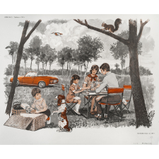 Tableaux de langage. Série IM 2 - n° 29b : la partie de pêche (le poisson mord à l'hameçon). N° 30b : Le pique-nique.