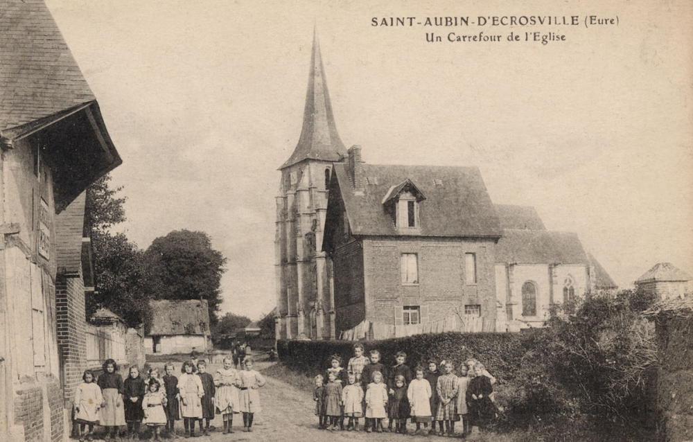Saint-Aubin-d'Ecrosville (Eure) - Un Carrefour de l'Eglise.