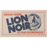 Buvard publicitaire. Lion noir. Cirage-crème le plus économique.
