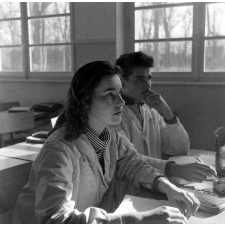 Lycée-pilote mixte de Montgeron. Deux élèves attentifs pendant un cours.