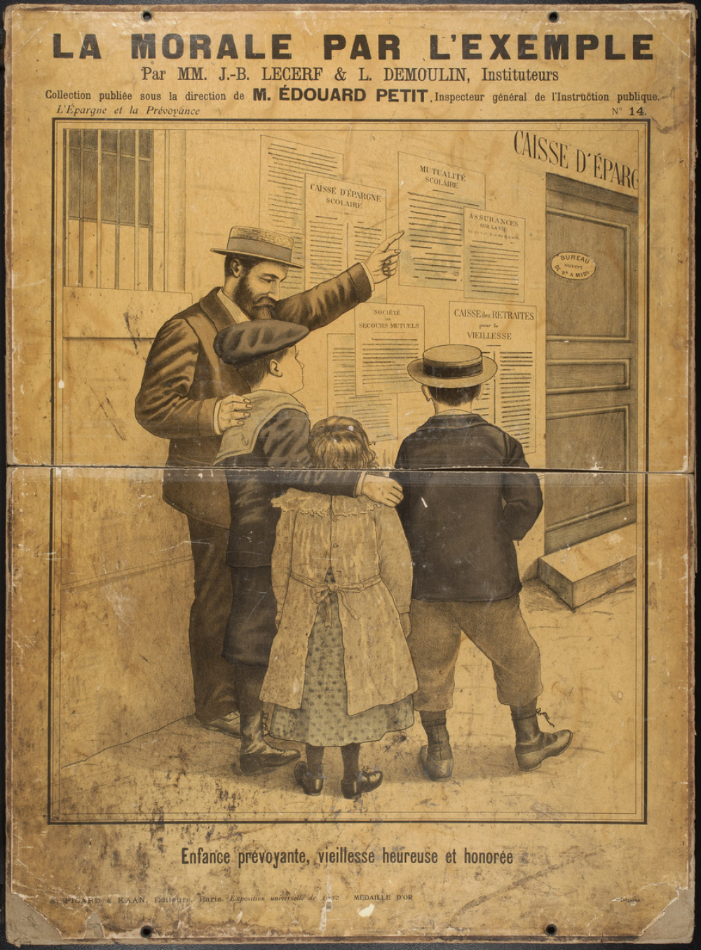 La Morale par l'exemple. N°14- L'Épargne et la Prévoyance : Enfance prévoyante et vieillesse heureuse et honorée.