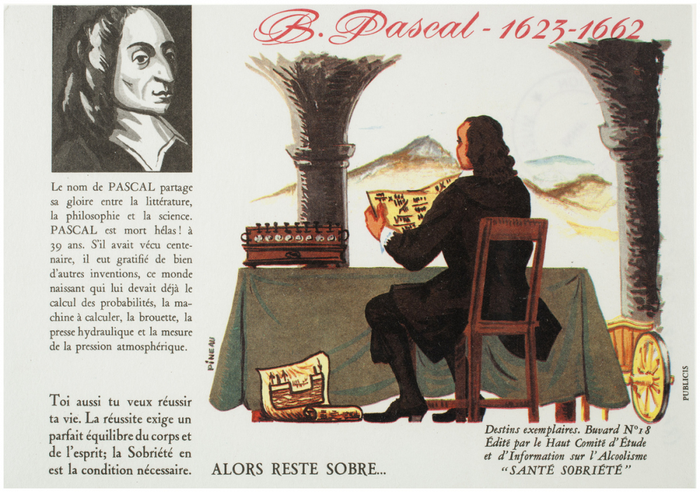 Buvard publicitaire. B. Pascal (1623-1662). 