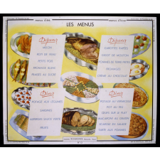 Tableaux de travaux ménagers : 13- les menus; 14- présentation des plats.