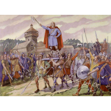 Tabeaux muraux. Tableaux d'histoire C.E. : 1- Village gaulois. 2- Vercingétorix à Alésia.