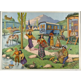 Tableau d'élocution. Les bohémiens. En vacances au bord de la mer.