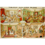 Tableaux auxiliaires Delmas pour l'enseignement pratique des langues vivantes par l'image. Série I : N°6- La Maison intérieure, les Meubles.