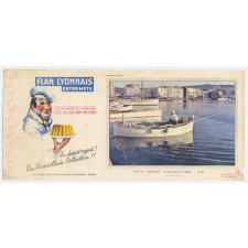 Buvard publicitaire. Barque de pêche à Saint-Tropez. Flan Lyonnais Entremets. Série A N°22. 