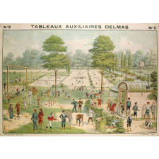 Tableaux auxiliaires Delmas pour l'enseignement pratique des langues vivantes par l'image. Série I : N°2 - La Récréation, les Jeux, le Corps humain. 

