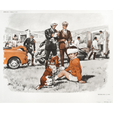 Tableaux de langage. Série IM 2 - n° 19c : à la gare (arrivée de papa). n° 20c : arrivée des secours, des gendarmes et journaliste sur les lieux de l'accident.