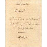 Cahier de devoirs dictés par Monsieur Pelletier, professeur de seconde au Collège Royal de Rouen.