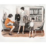 Tableaux de langage. Série IM 2 - n° 23a : Dans le magasin de vêtements. n° 24a : Au marché. 