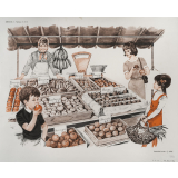 Tableaux de langage. Série IM 2 - n° 23b : Essayage de la veste. n° 24b : au marché. 