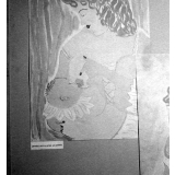 Exposition IPN sur Jean-Jacques Rousseau. Dessin d'enfant illustrant un passage de L'Emile : la mère doit allaiter son enfant.